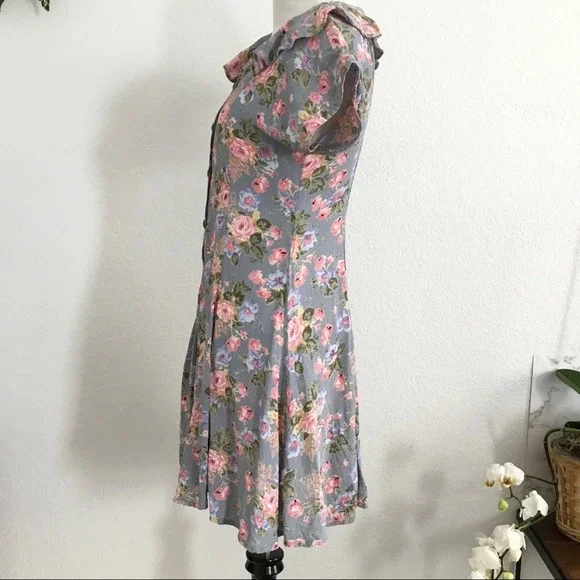 1990s pastel babydoll dress floral small blue pink - Picture 6 of 13